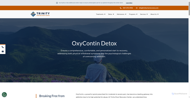 Security scan screenshot of https://trinityriverrecovery.com/oxycontin-detox/