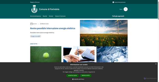 Security scan screenshot of https://www.comune.farindola.pe.it