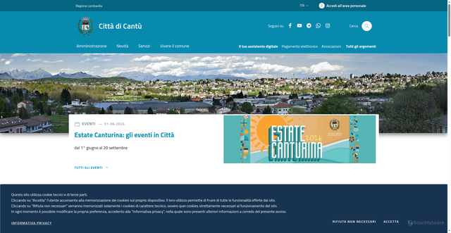 Security scan screenshot of https://www.comune.cantu.co.it