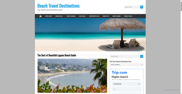 Security scan screenshot of https://beachtraveldestinations.com/laguna-beach-travel-guide/