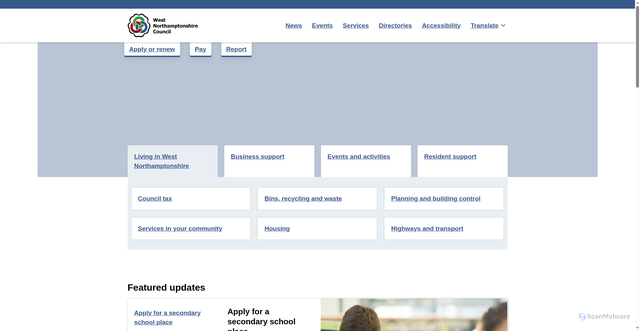 Security scan screenshot of https://www.westnorthants.gov.uk/