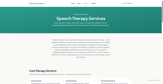 Security scan screenshot of https://speechtherapyfl.pages.dev/services/