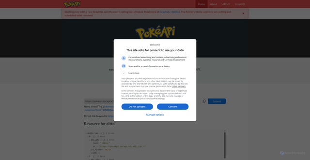Security scan screenshot of https://pokeapi.co