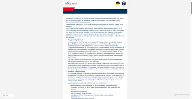 Security scan screenshot of https://ham-wifi.maximo-it.de/datenschutz