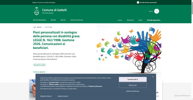 Security scan screenshot of https://www.comune.galtelli.nu.it/