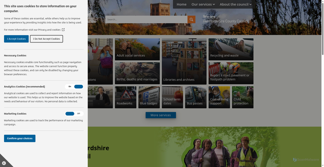 Security scan screenshot of https://www.hertfordshire.gov.uk/home.aspx