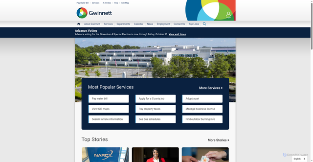 Security scan screenshot of https://www.gwinnettcounty.com/
