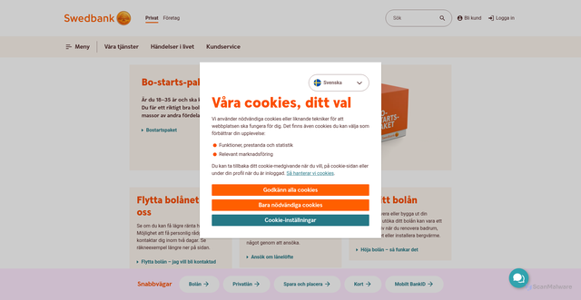 Security scan screenshot of https://www.swedbank.se/