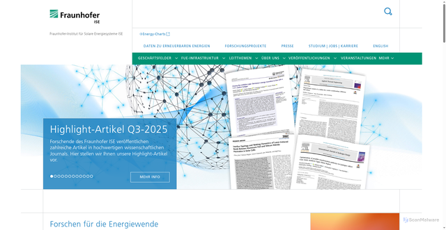 Security scan screenshot of https://www.ise.fraunhofer.de/