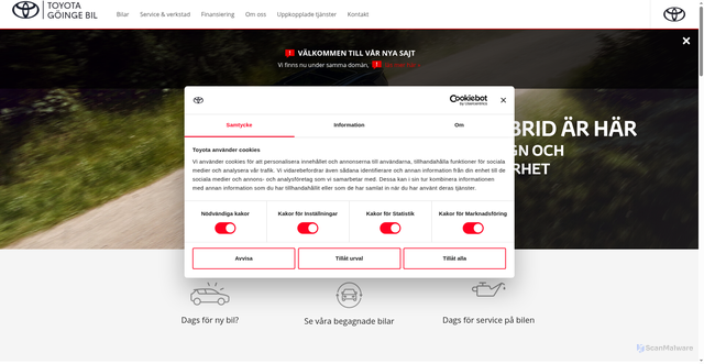 Security scan screenshot of https://toyotalandskrona.se