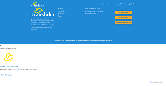 Security scan screenshot of https://transloka.id
