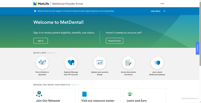 Security scan screenshot of https://dentalprovider.metlife.com
