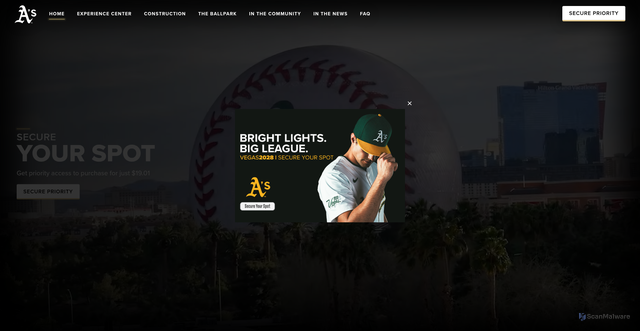 Security scan screenshot of https://ballparkexperience.athletics.com/
