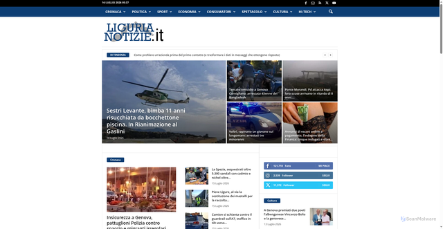 Security scan screenshot of https://www.ligurianotizie.it