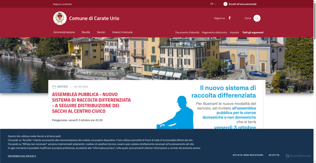 Security scan screenshot of www.comune.carateurio.co.it