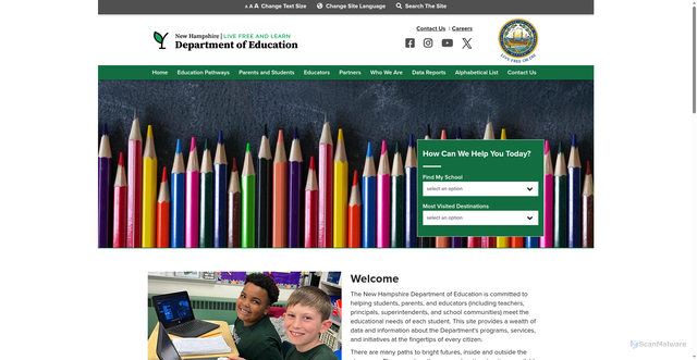 Security scan screenshot of https://www.education.nh.gov/