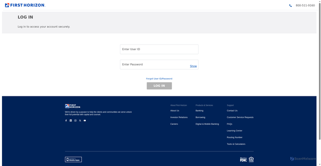 Security scan screenshot of https://digital.firsthorizon.com