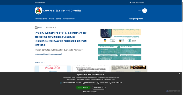 Security scan screenshot of https://www.comune.sannicolodicomelico.bl.it/it