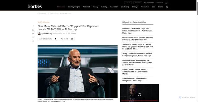 Security scan screenshot of https://forbesmiddleeast.com/billionaires/world-billionaires/jeff-bezos-launching-$62-billion-ai-startup-he-will-co-lead-report-says