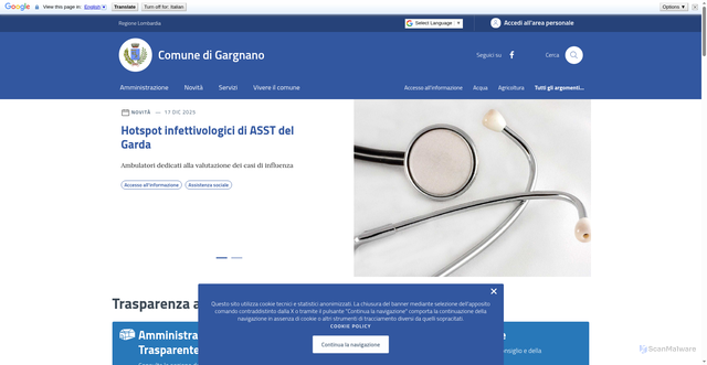 Security scan screenshot of https://comune.gargnano.bs.it/