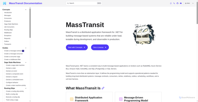 Security scan screenshot of masstransit.io