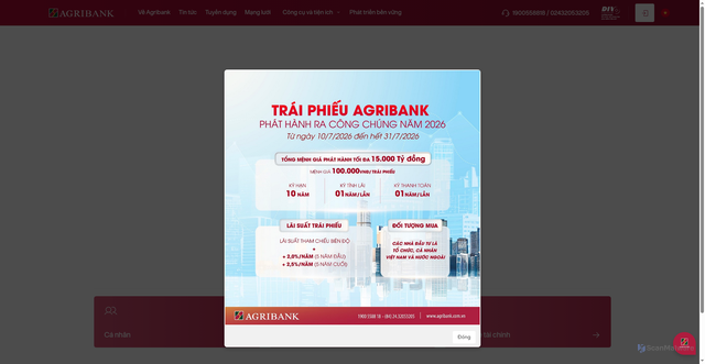 Security scan screenshot of https://agribank.com.vn