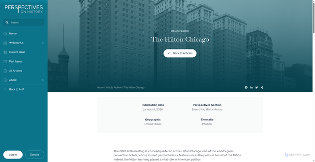 Security scan screenshot of https://www.historians.org/perspectives-article/the-hilton-chicago/