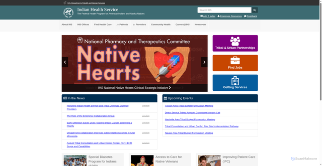 Security scan screenshot of https://www.ihs.gov/