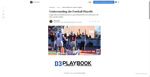 Security scan screenshot of https://www.d3playbook.com/p/understanding-the-football-playoffs