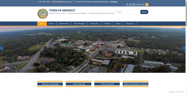 Security scan screenshot of https://amherstva.gov/