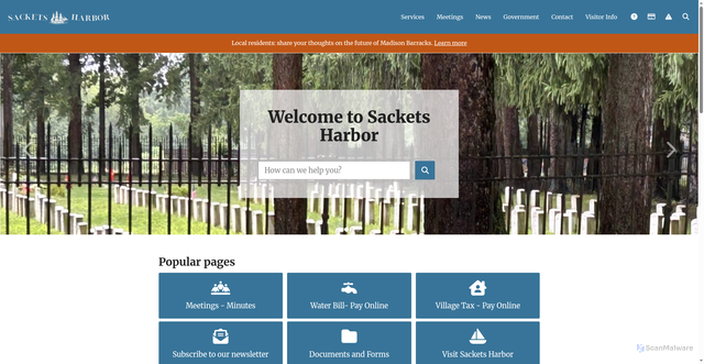 Security scan screenshot of https://sacketsharbor-ny.gov/