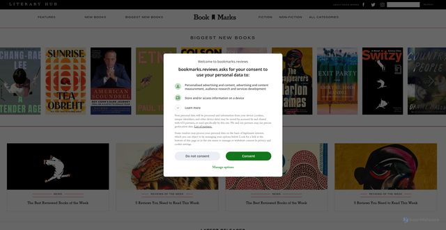 Security scan screenshot of https://bookmarks.reviews