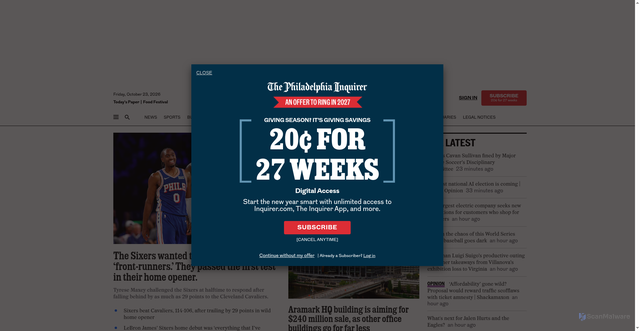 Security scan screenshot of https://link.email.inquirer.com