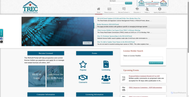 Security scan screenshot of https://trec.texas.gov