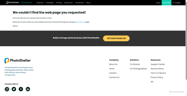 Security scan screenshot of https://custom.photoshelter.com