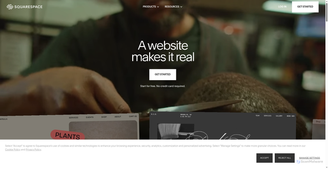 Security scan screenshot of https://squarespace.com/