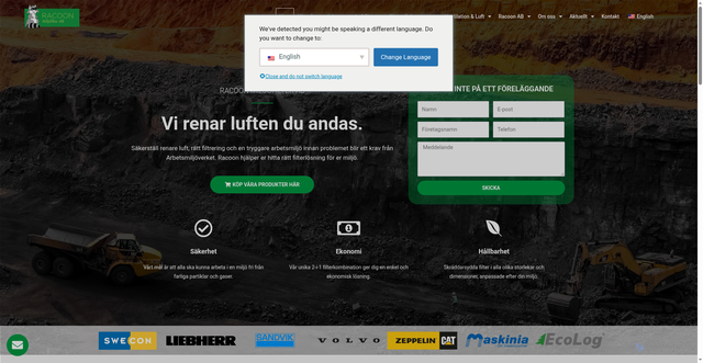 Security scan screenshot of https://racoon.nu