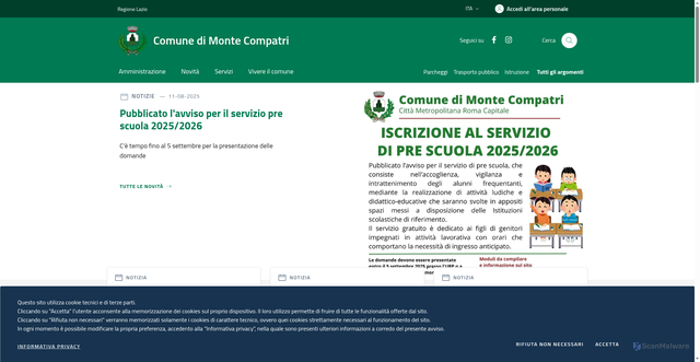 Security scan screenshot of https://www.comune.montecompatri.roma.it/