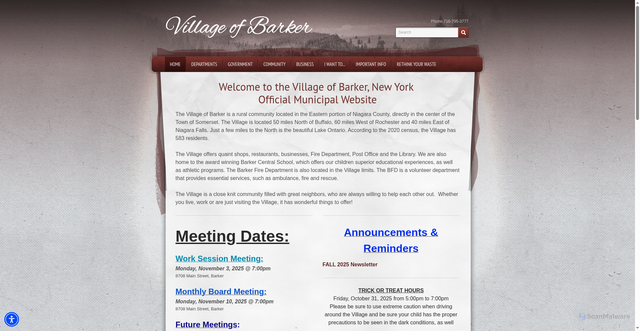 Security scan screenshot of https://www.villageofbarkerny.gov/