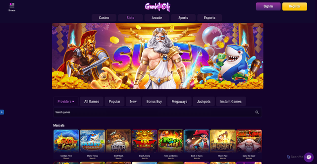 Security scan screenshot of https://gbcity.online/games/mancala