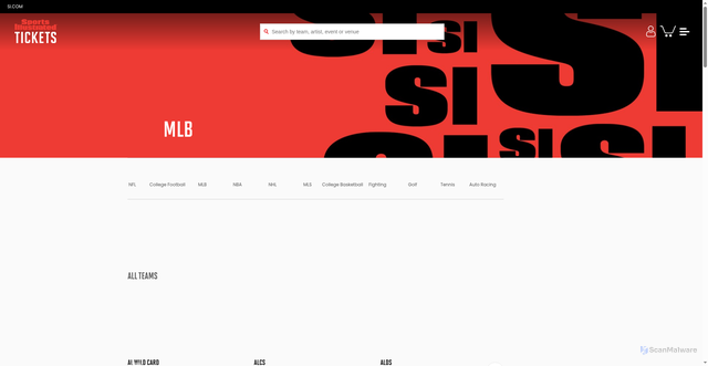 Security scan screenshot of https://www.sitickets.com/sport/mlb