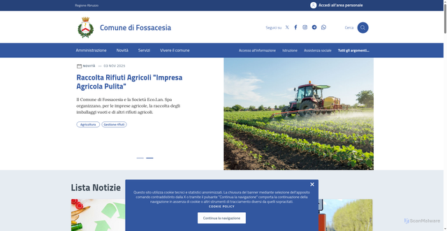 Security scan screenshot of https://comune.fossacesia.ch.it/