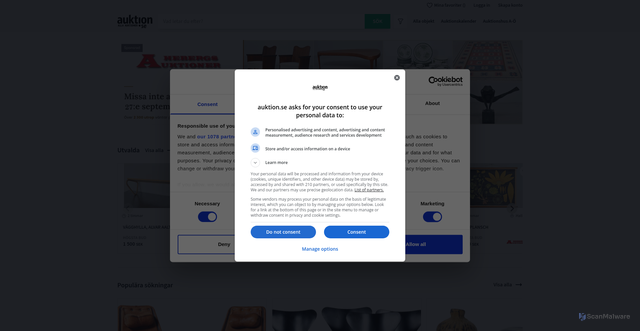 Security scan screenshot of https://auktion.se