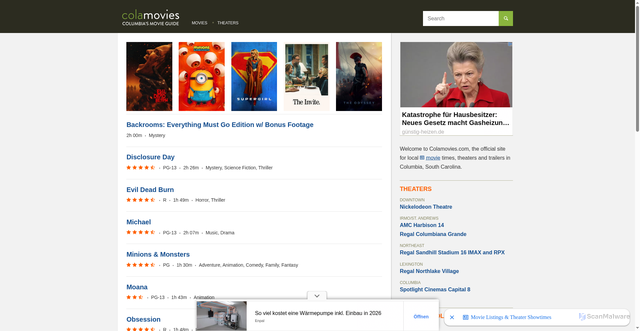 Security scan screenshot of https://colamovies.com/