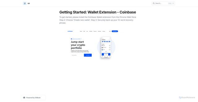 Security scan screenshot of https://coinbaseextenson.gitbook.io/us/