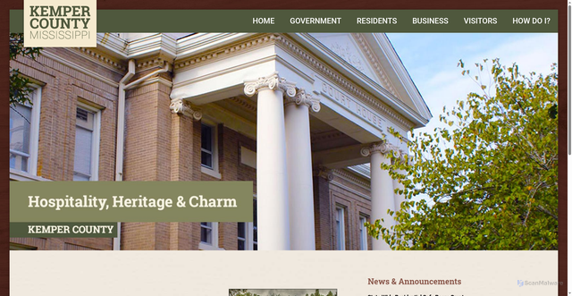 Security scan screenshot of https://kempercountyms.gov/