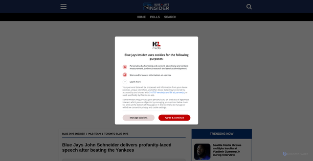 Security scan screenshot of https://www.bluejaysinsider.com/mlb-team/toronto-blue-jays/blue-jays-john-schneider-delivers-profanity-laced-speech-after-beating-the-yankees