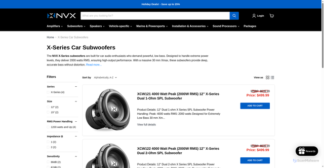 Security scan screenshot of https://fyujfrrxc.pages.dev/collections/x-series-car-subwoofers