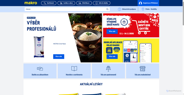 Security scan screenshot of https://makro.cz