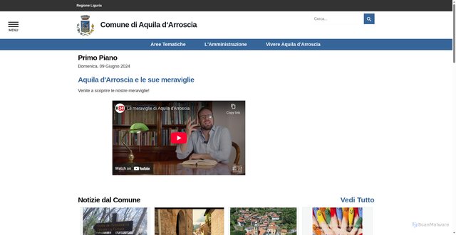 Security scan screenshot of https://www.comune.aquiladarroscia.im.it/